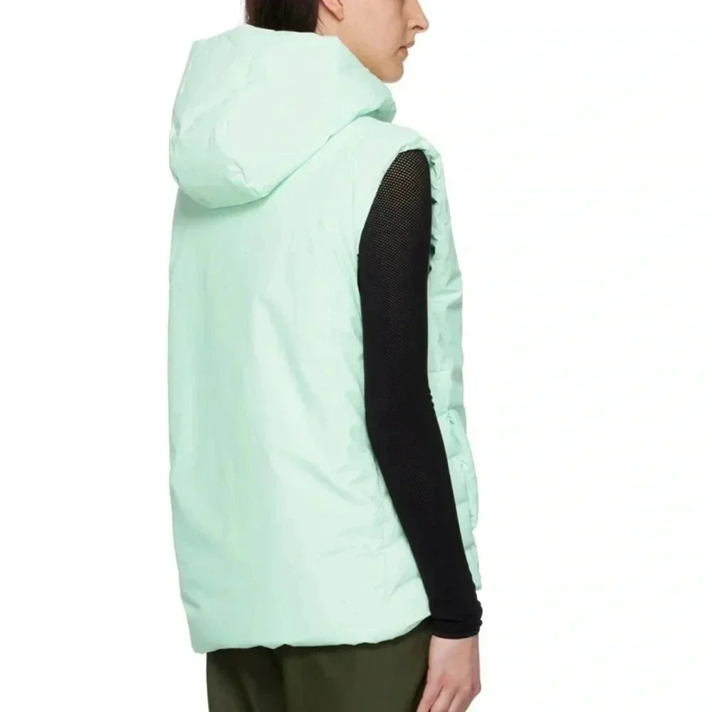NWT Rains Loop Vest Waterproof, Windproof Hood Mineral Green Large Full Zip